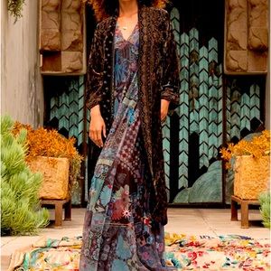 Johnny Was Mesh Dress and Velvet Leopard Kimono-M